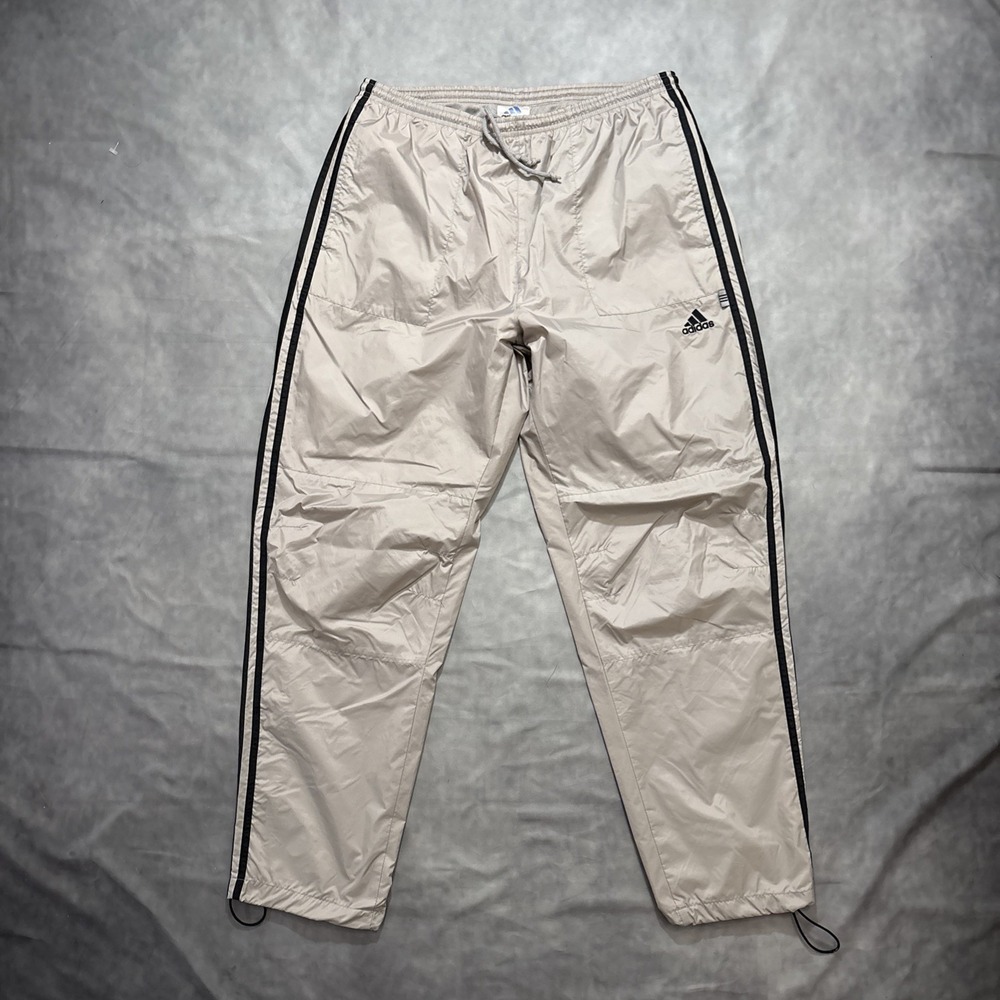 Vtg Adidas Track Pants Lined Striped Baggy Zip Pockets Y2K Mens Large